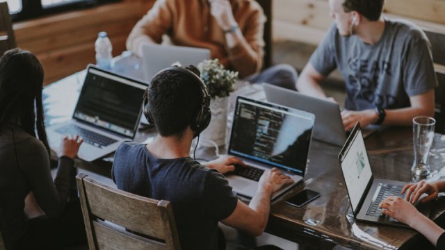 group of people on laptops