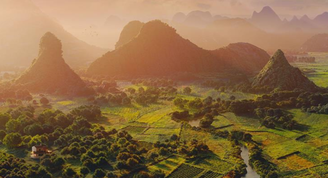 cg image of a country scene with mountains